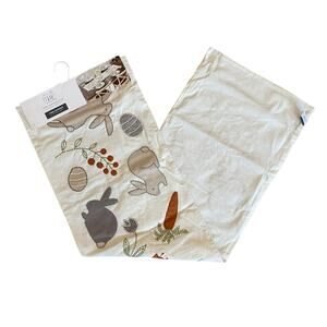 The Farmhouse Easter Bunny Rabbit Table Runner 14x48 Beige Embroidered New